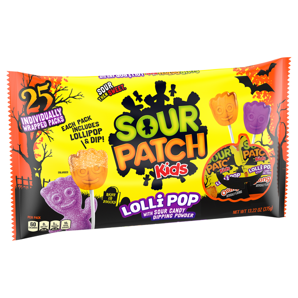 Sour Patch Kids Halloween Lollipop with Sour Candy Dipping Powder