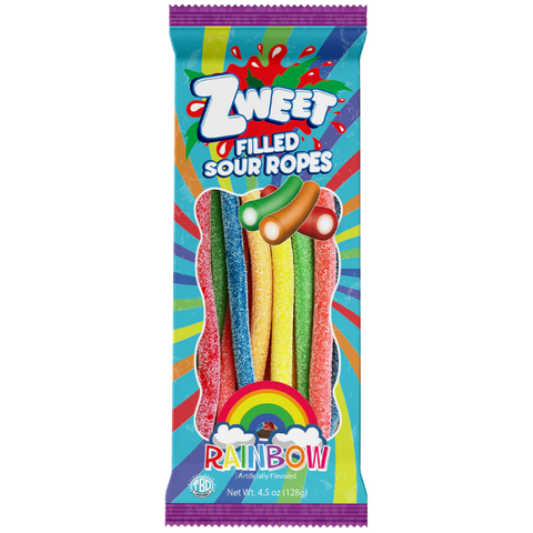 Zweet Sour Filled Rainbow Ropes (128g)