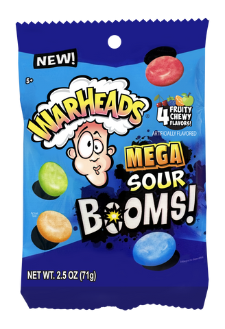 Warheads Sour Booms Fruit Chews Peg Bag