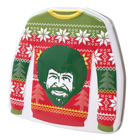 Merry Bob Ross Christmas Sweater Candy Tin